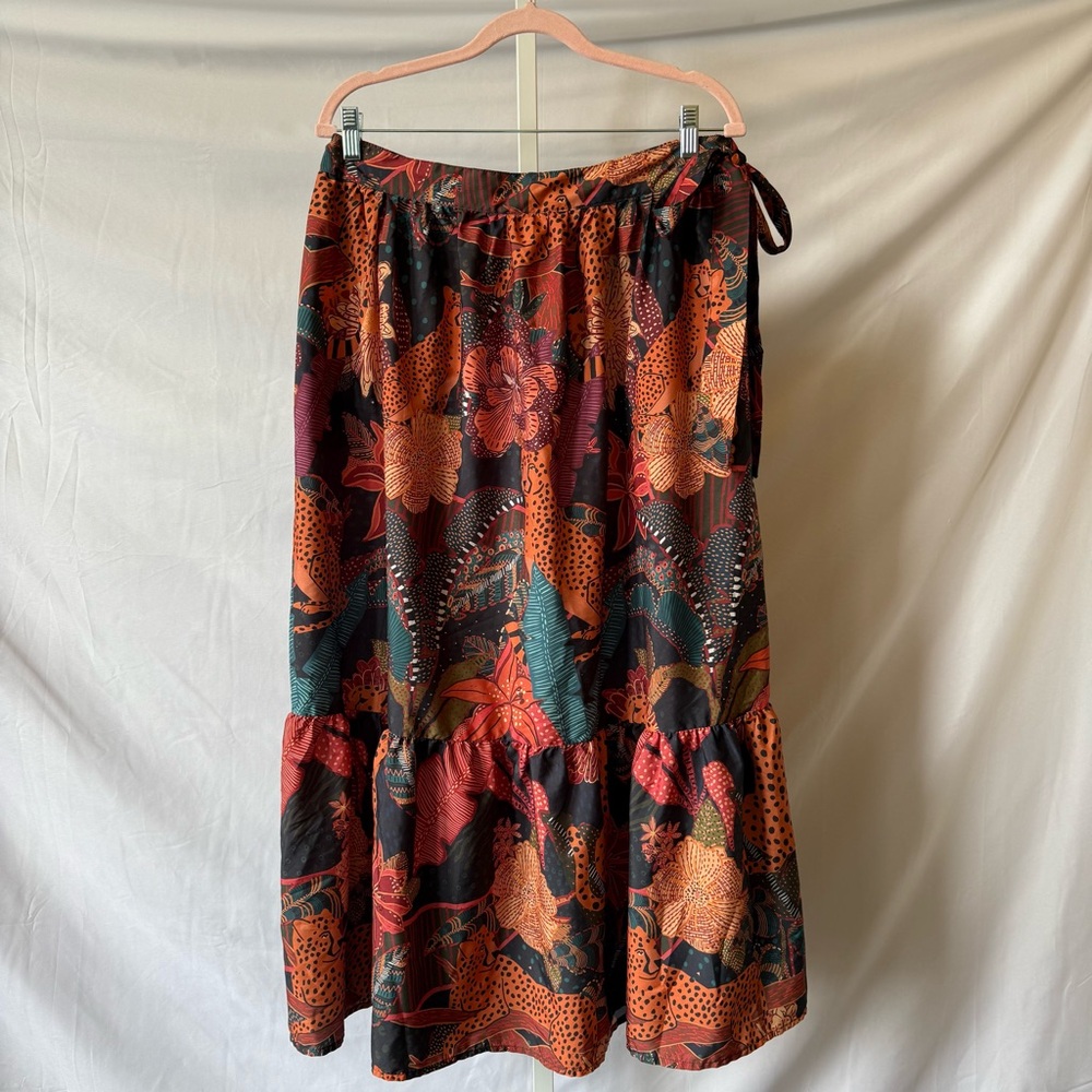 Rachel Zoe Floral Tiered Maxi Skirt in Black, Rust, Teal